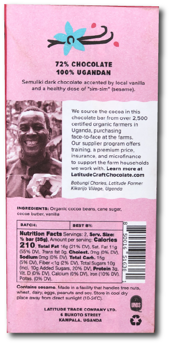 Latitude Vanilla Sesame Chocolate Bar